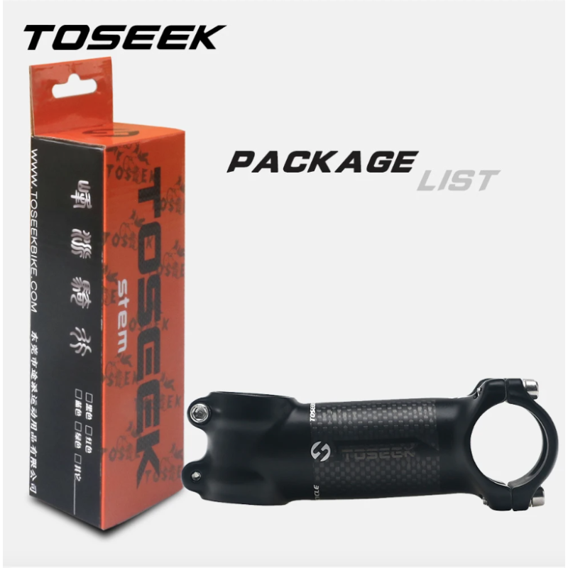 TOSEEK MTB cykelstyrspindel 28.6mm letvægts aluminium carbon justerbar vinkel til cykelentusiaster i mat sort