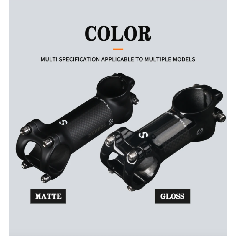 TOSEEK MTB cykelstyrspindel 28.6mm letvægts aluminium carbon justerbar vinkel til cykelentusiaster i mat sort