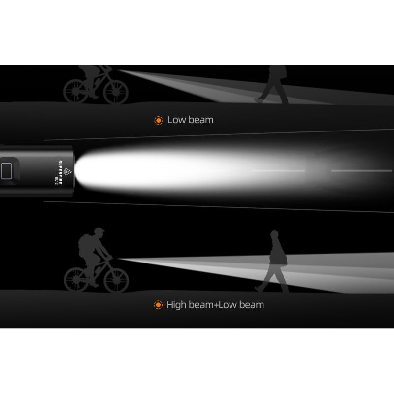 SUPERFIRE BL12 1300LM Cykel Forlygte USB Genopladelig 4800mAh LED Forlygte Cykel Lampe Cykling