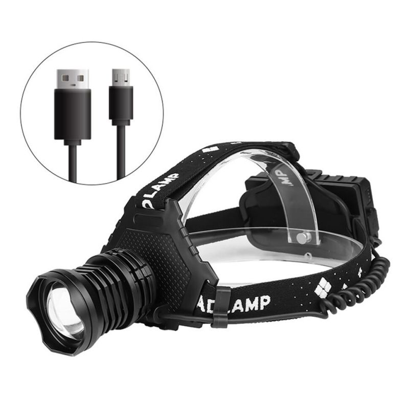 Mest kraftfulde XHP70 LED forlygte 8000 lumen USB genopladelig IPX5 vandtæt perfekt til natfiskeri