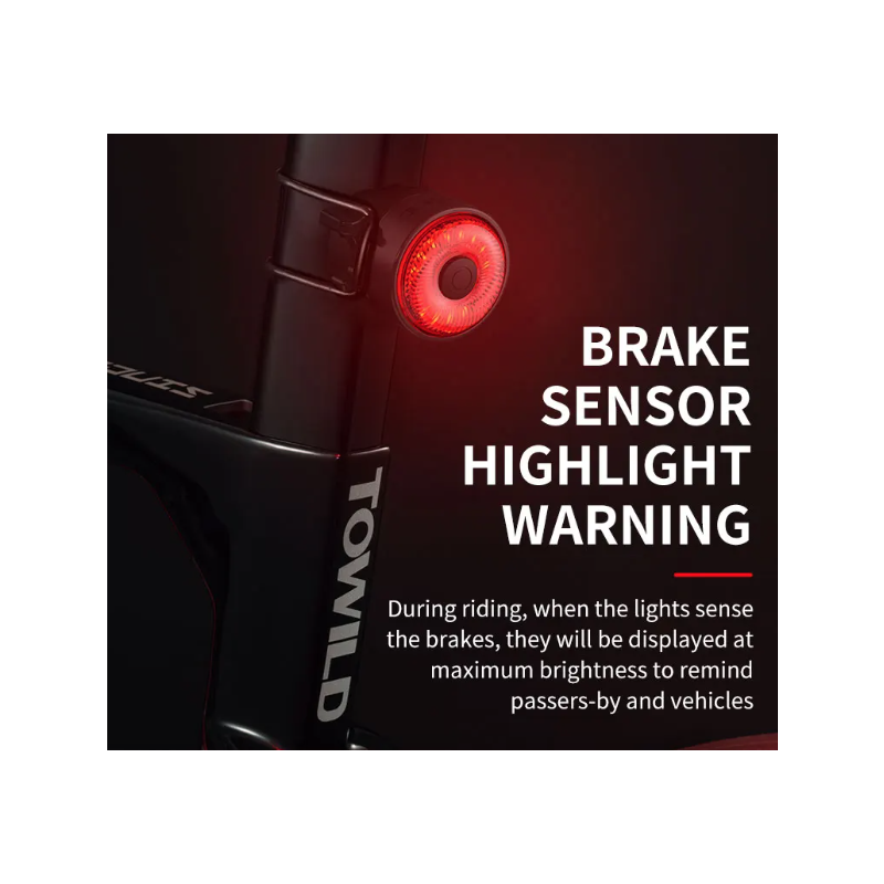 TOWILD TL03 LED Cykellygte med Smart Auto Bremse Sensor Cykellygte for Cykelsikkerhed og Synlighed