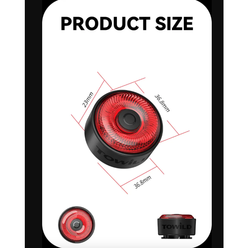 TOWILD TL03 LED Cykellygte med Smart Auto Bremse Sensor Cykellygte for Cykelsikkerhed og Synlighed