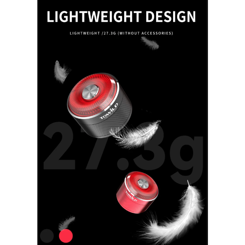 TOWILD TL05 cykellys IPX6 vandtæt baglygte med smart autobremseføling USB-opladning holdbar batterilevetid 100 timer