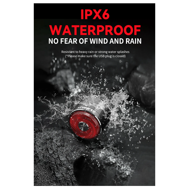 TOWILD TL05 cykellys IPX6 vandtæt baglygte med smart autobremseføling USB-opladning holdbar batterilevetid 100 timer