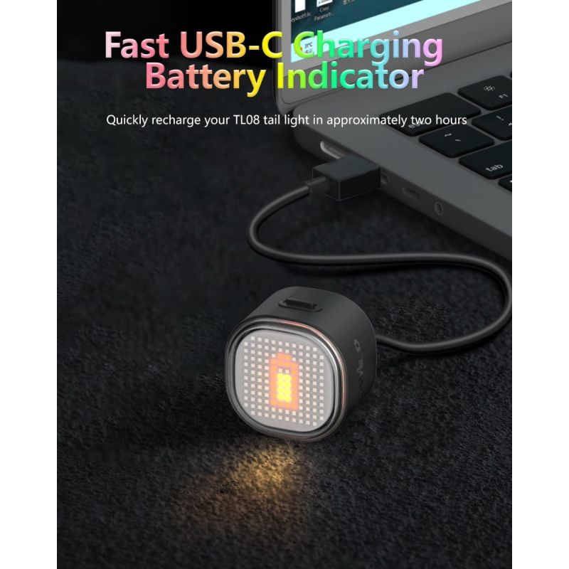 TOWILD TL08 Smart Cykellygte | Baglygte med Custom Mønstre & Bremsesensor | USB-C Genopladelig, IPX6