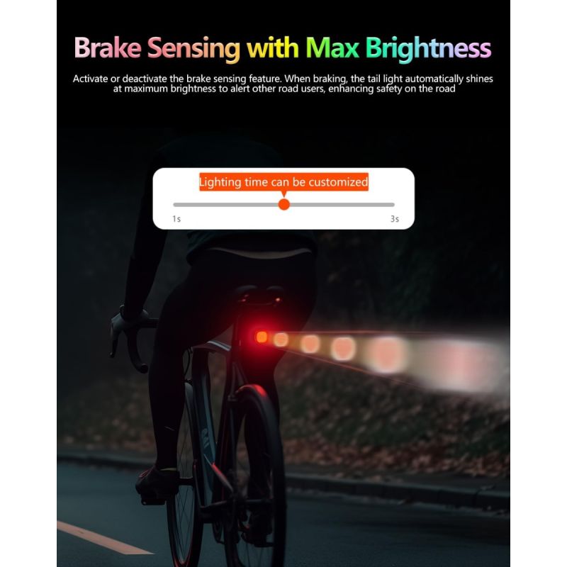 TOWILD TL08 Smart Cykellygte | Baglygte med Custom Mønstre & Bremsesensor | USB-C Genopladelig, IPX6