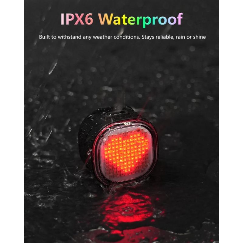 TOWILD TL08 Smart Cykellygte | Baglygte med Custom Mønstre & Bremsesensor | USB-C Genopladelig, IPX6