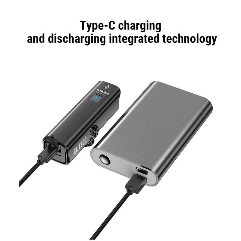 TOWILD CL1200 cykelforlygte 1200LM med USB genopladelig 21700 4000mAh batteri LED lys til pendling og natcykling