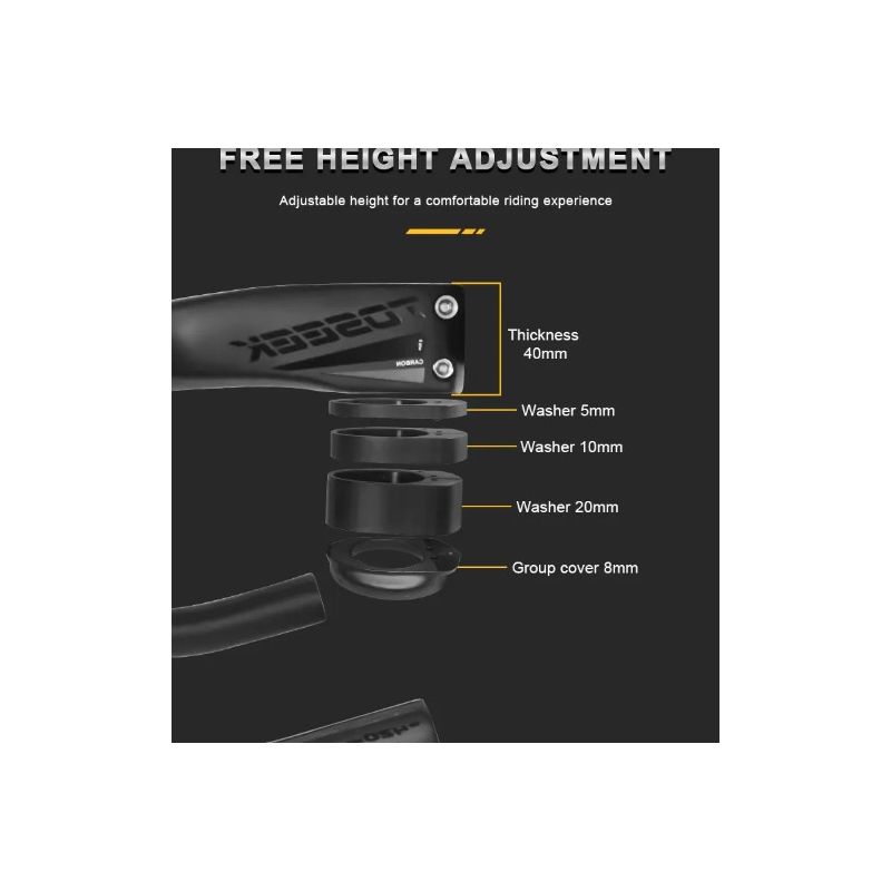 TOSEEK TR5500 landevejscykelstyr fuld kulfiberstamme ultralet letvægts mat sort finish præcisionskontrol design