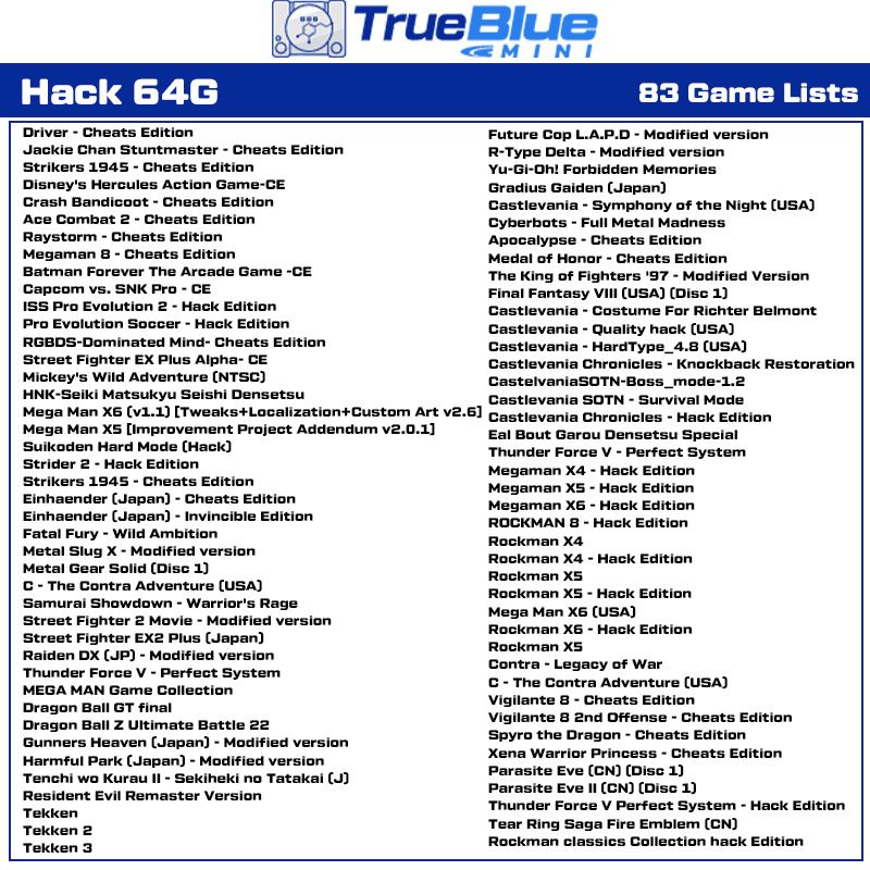 True Blue Mini Crackhead Pack PS ONE MINI 32G 64G Plug and Play nostalgi til PlayStation Classic