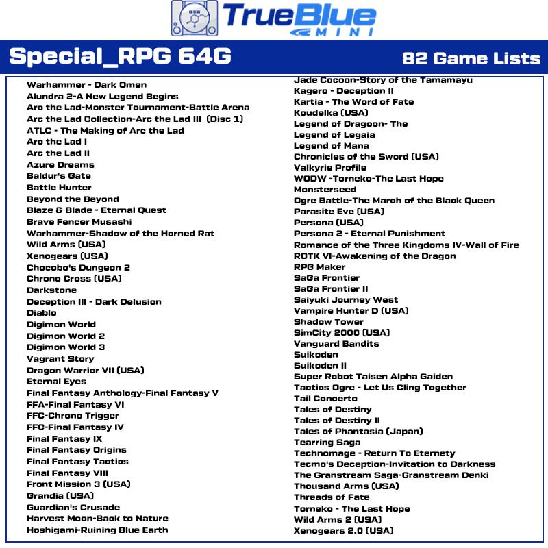 True Blue Mini Crackhead Pack PS ONE MINI 32G 64G Plug and Play nostalgi til PlayStation Classic