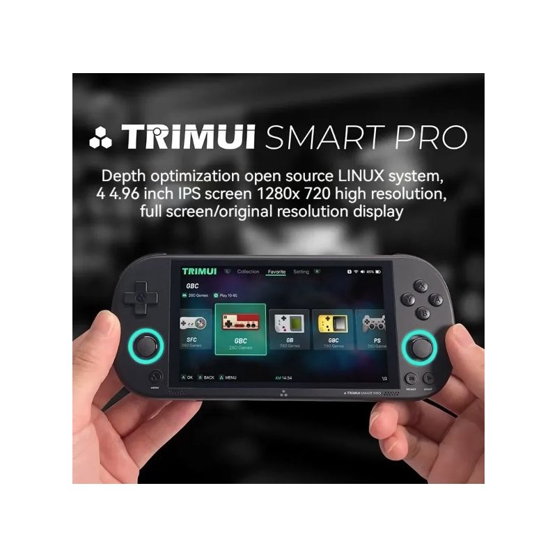 Trimui Smart Pro Vintage Håndholdt Spillekonsol med 496 Tommer HD IPS Skærm og Lang Batterilevetid Retro Spil