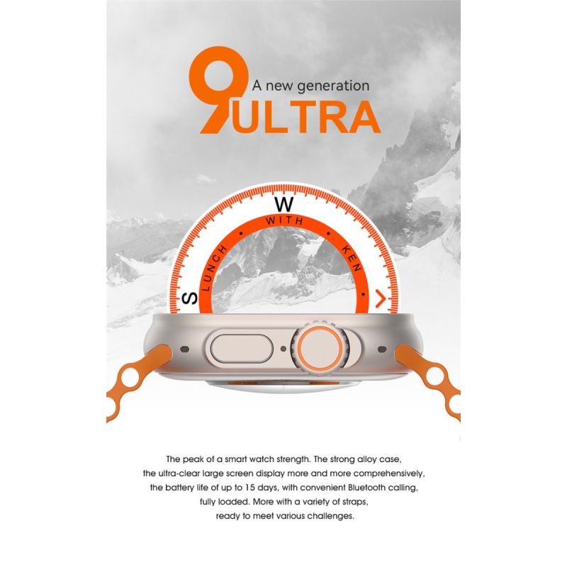 49mm Smartwatch Ultra 9 med Bluetooth Opkald, GPS & NFC – Vandtæt & Stort IPS Display til Fitness & Sundhed