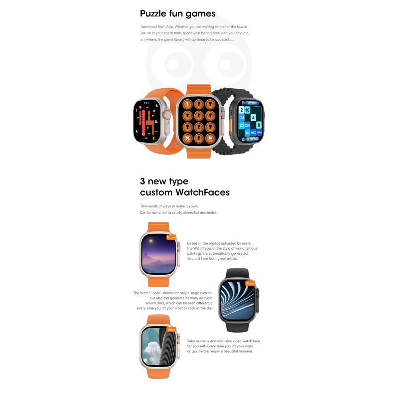 49mm Smartwatch Ultra 9 med Bluetooth Opkald, GPS & NFC – Vandtæt & Stort IPS Display til Fitness & Sundhed