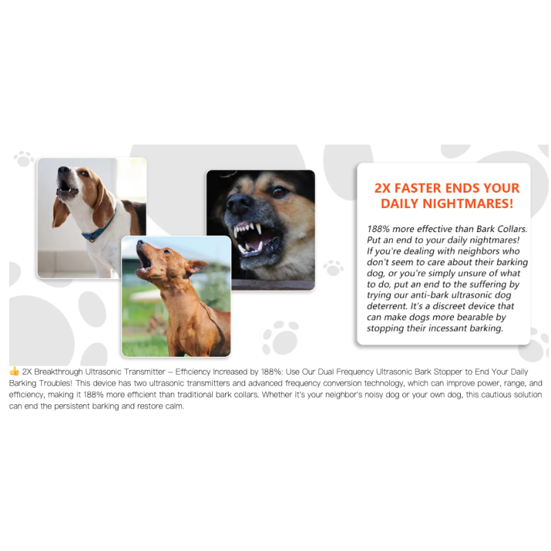 Ultralyd hundebark stop enhed | Automatisk gøen stop & hundetræning | Hjemmefred med justerbar følsomhed
