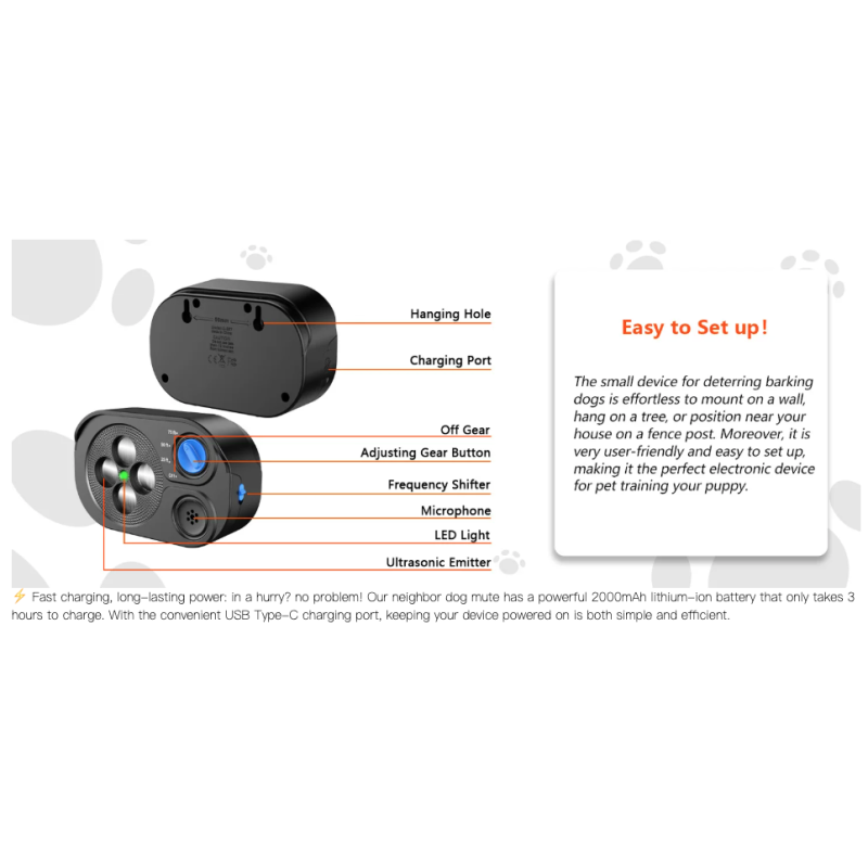Ultralyd hundebark stop enhed | Automatisk gøen stop & hundetræning | Hjemmefred med justerbar følsomhed