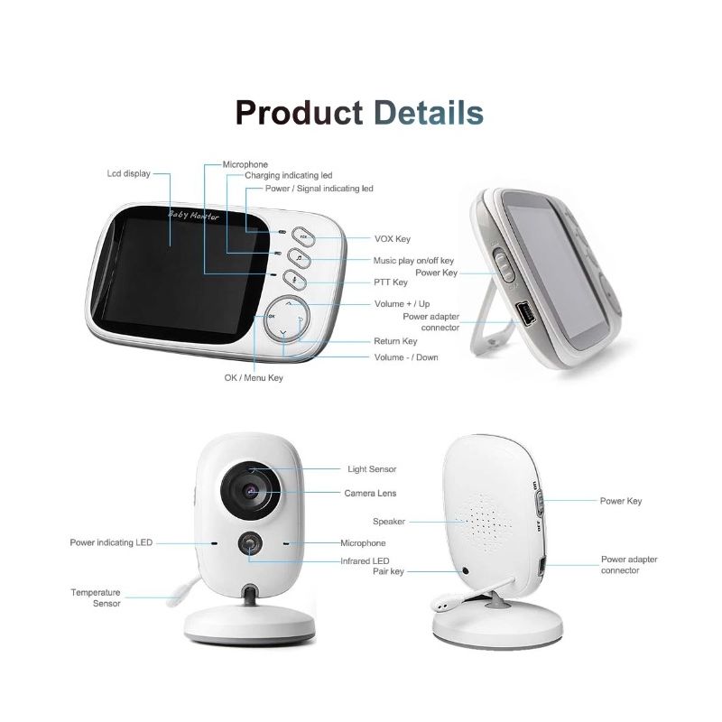 VB603 Video Babyalarm med 2.4G teknologi Nattesyn Infrarødt To-vejs Audio Pålidelig spædbarnssikkerhed