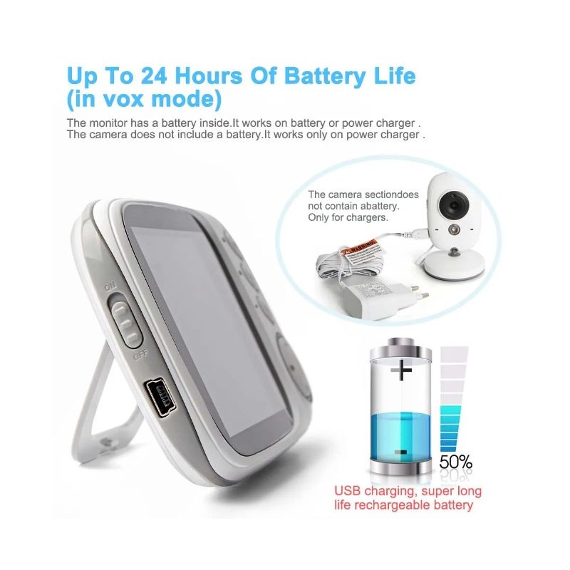 VB603 Video Babyalarm med 2.4G teknologi Nattesyn Infrarødt To-vejs Audio Pålidelig spædbarnssikkerhed