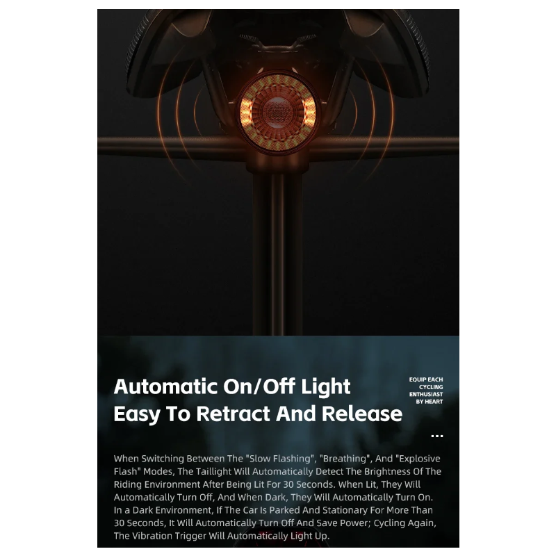 Alsidig cykelbaglygte genopladelig smart bremselys trådløs fjernbetjening LED multicolor cykelsikkerhedsudstyr