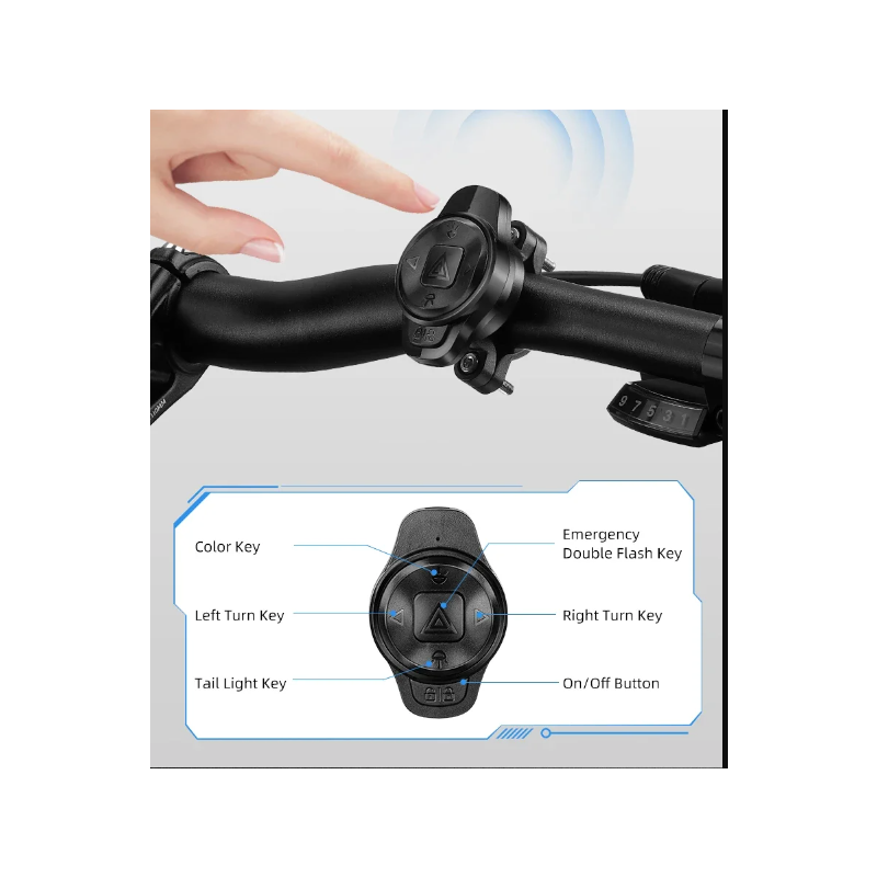 Alsidig cykelbaglygte genopladelig smart bremselys trådløs fjernbetjening LED multicolor cykelsikkerhedsudstyr