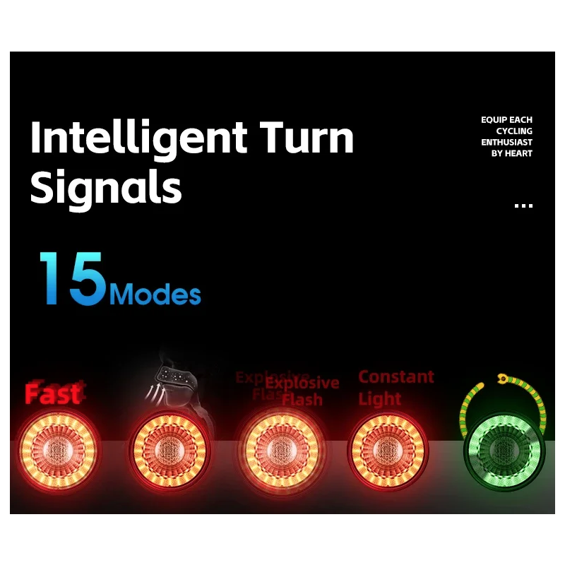 Alsidig cykelbaglygte genopladelig smart bremselys trådløs fjernbetjening LED multicolor cykelsikkerhedsudstyr