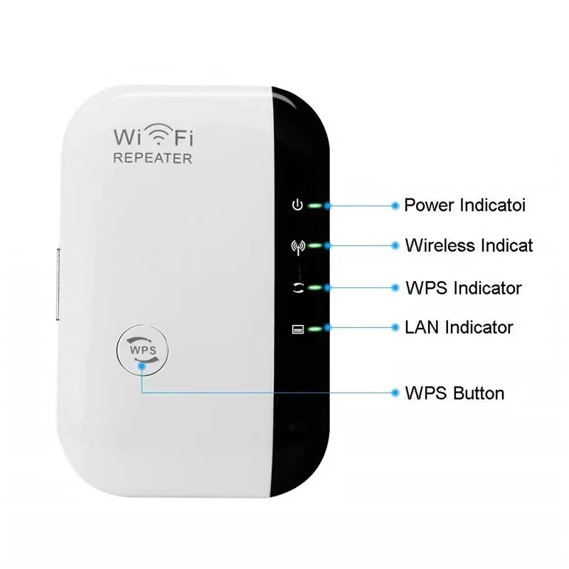 Wifi Repeater Hjemmerouter 300Mbps | Trådløs Signalforstærker til stærk Wifi dækning gennem væg i hele hjemmet