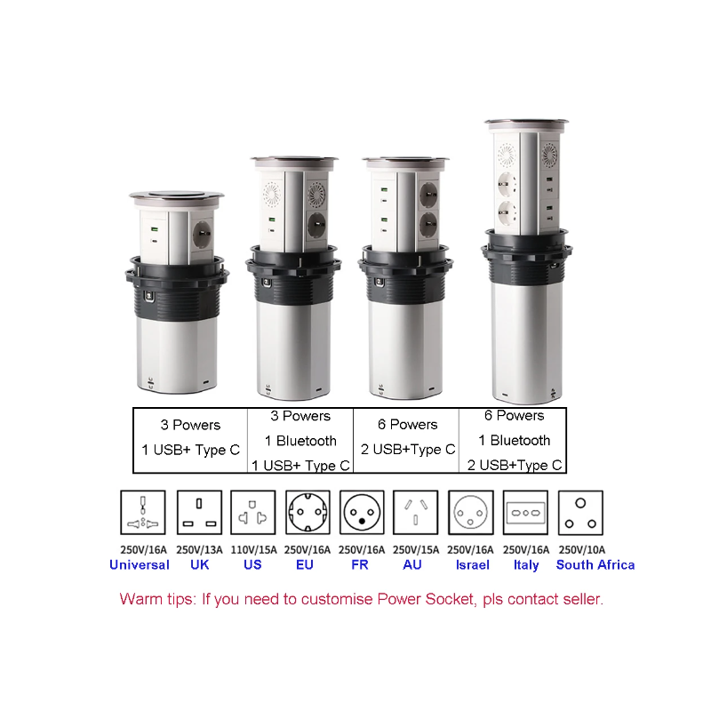 VENSTPOW Elektriske Løftestik Skjult Bordplade motoriseret pop-up stikkontakt med USB trådløs opladning hjemmekontor