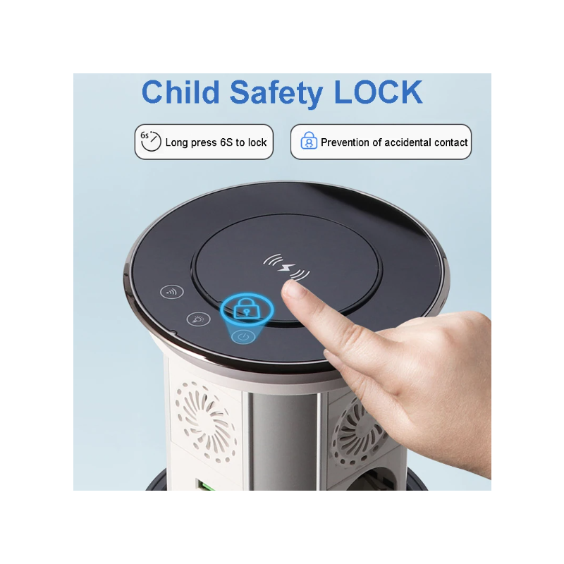 VENSTPOW Elektriske Løftestik Skjult Bordplade motoriseret pop-up stikkontakt med USB trådløs opladning hjemmekontor