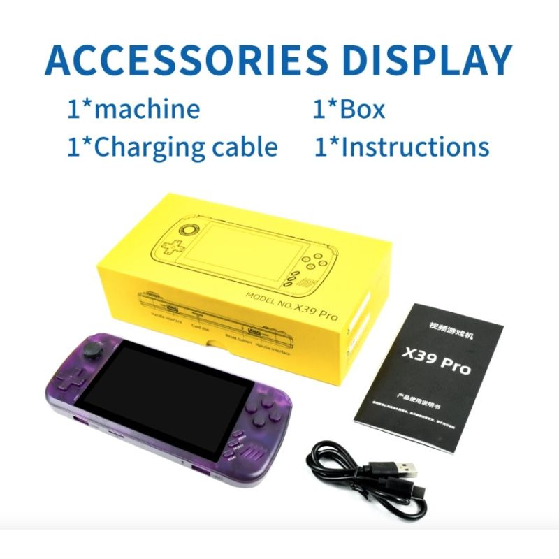 POWKIDDY X39pro håndholdt videospilkonsol med 4,3 tommer IPS skærm PS1 støtte og bærbar nostalgi gaming oplevelse