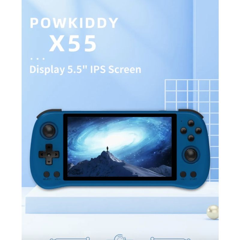 POWKIDDY X55 håndholdt spilkonsol retro gaming 5,5 tommer IPS skærm med RK3566 processor bærbar gaming