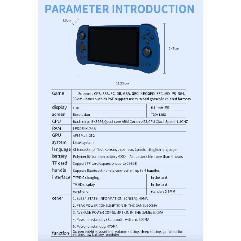 POWKIDDY X55 håndholdt spilkonsol retro gaming 5,5 tommer IPS skærm med RK3566 processor bærbar gaming