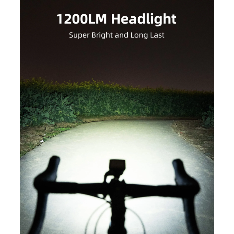 Oplev XOSS XL-1200 cykellygte med 1200 lumen genopladelig Type-C vandtæt design sikkerhedslys cykeltilbehør