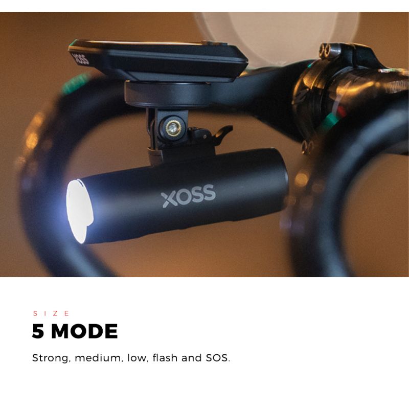 XOSS XL-400 cykellygte forlygte med 400 lumen vandtæt USB genopladelig til natteridning og cykelsikkerhed