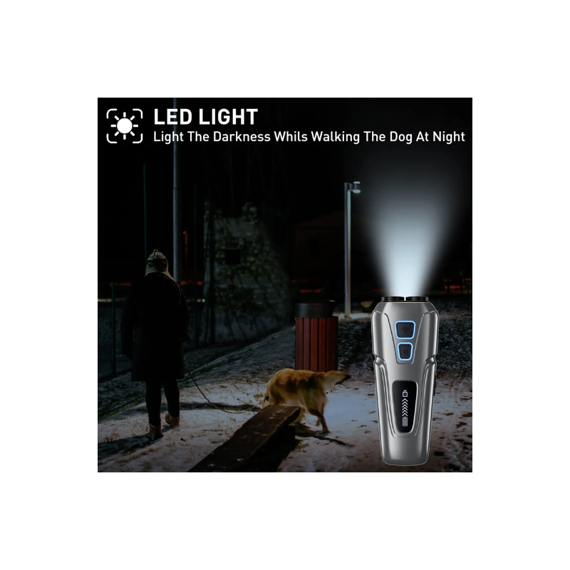 Ultralyds Hunderepeller med LED Lommelygte Anti Gøen og Sikker Adfærdsændring Hunde Træning Effektiv Løsning