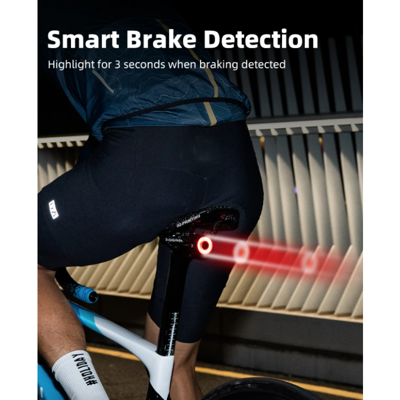 XOSS XR Pro Cykelbaglygte med Smart Automatisk Bremsedetektion LED Opladning Vandtæt Cykeltilbehør
