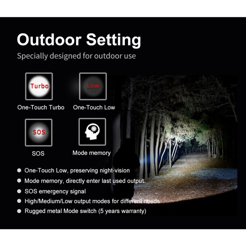 Klarus XT21X Pro XHP70.2 LED lommelygte 4400 lumen kraftfuld genopladelig højtydende lommelygte til udendørs brug