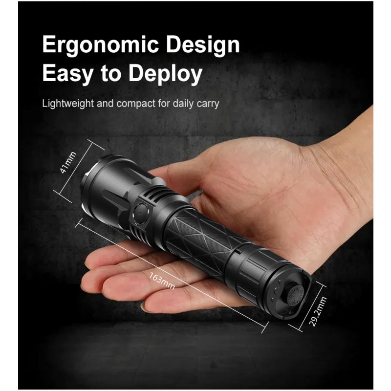 Klarus XT21X Pro XHP70.2 LED lommelygte 4400 lumen kraftfuld genopladelig højtydende lommelygte til udendørs brug