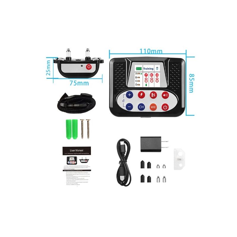 Trådløst Elektronisk Hegn og Smart Hundetræningsenhed med Farveskærm To-i-En Hundeenhed til Kæledyrssikkerhed