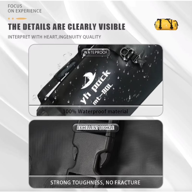 Vandtæt Motorcykeltaske/Cykel Taske - 40/80L Bagagebærer & Rullelukning. Perfekt til Touring & MTB