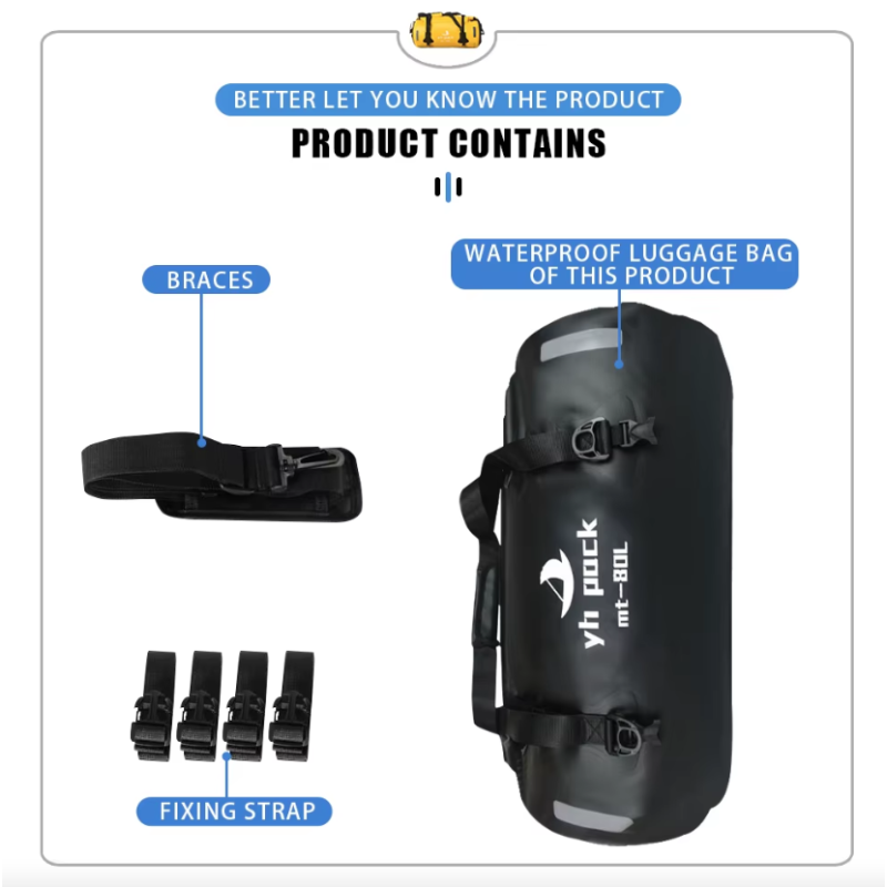 Vandtæt Motorcykeltaske/Cykel Taske - 40/80L Bagagebærer & Rullelukning. Perfekt til Touring & MTB