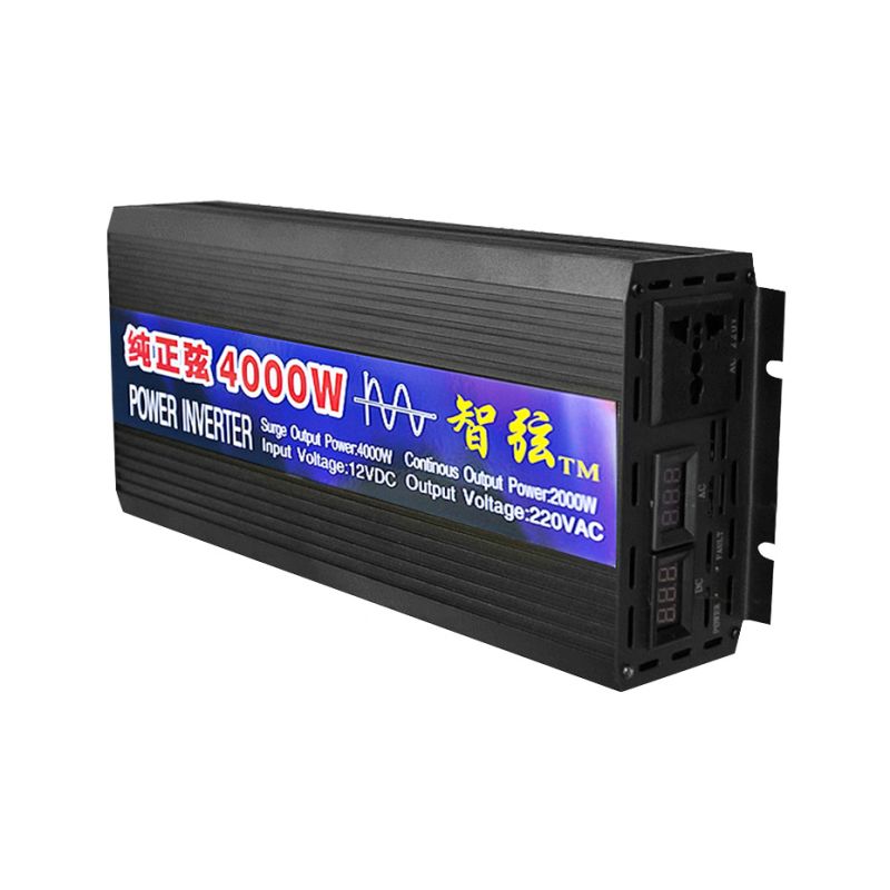 Ren Sinusbølge Inverter 2000W 3000W 4000W LED Display DC til AC Spændingsomformer Grøn Energi Camping