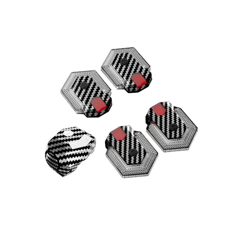 CarryBright Venligt 4-delt Kulfiber Cykellygtesæt | USB Genopladelig, Blinklys For/Bag, Fjernbetjening