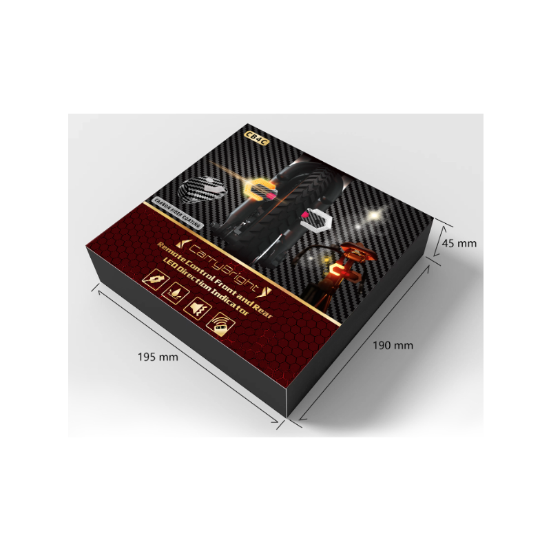 CarryBright Venligt 4-delt Kulfiber Cykellygtesæt | USB Genopladelig, Blinklys For/Bag, Fjernbetjening