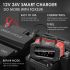 FOXSUR 20A bærbar bilbatterioplader 7-trins opladning 12V 24V AGM LiFePO4 multi-batteri kompatibilitet