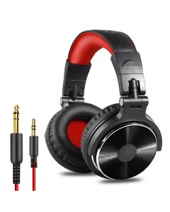 Oneodio Pro-10 Wired Professional Studio Pro DJ-hovedtelefoner med mikrofon over øret HiFi-skærm Musikheadset-øretelefon til telefon PC-Rød & Sort