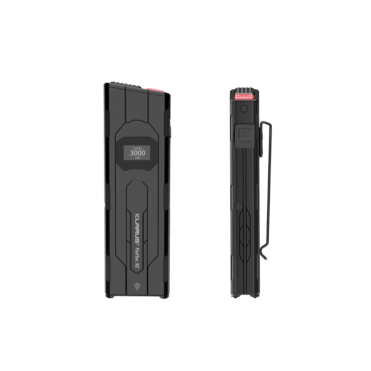klarus X2 Ultra-tynd håndfladestørrelse EDC taktisk lommelygte, USB-C genopladelig 3000 lumen, kompakt & kraftfuld lommelygte
