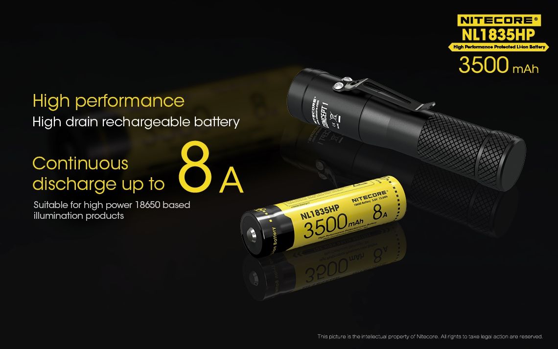 Nitecore NL1835HP 3500mAh genopladeligt 18650 batteri med høj ydeevne til lommelygter og teknologiske gadgets