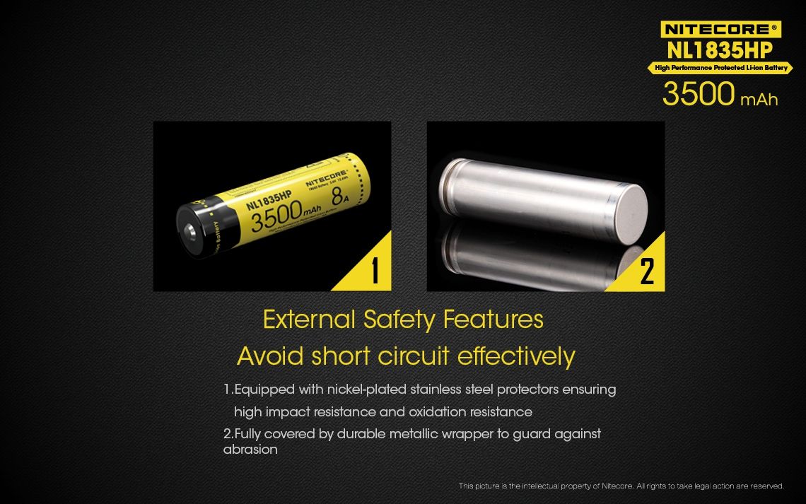 Nitecore NL1835HP 3500mAh genopladeligt 18650 batteri med høj ydeevne til lommelygter og teknologiske gadgets