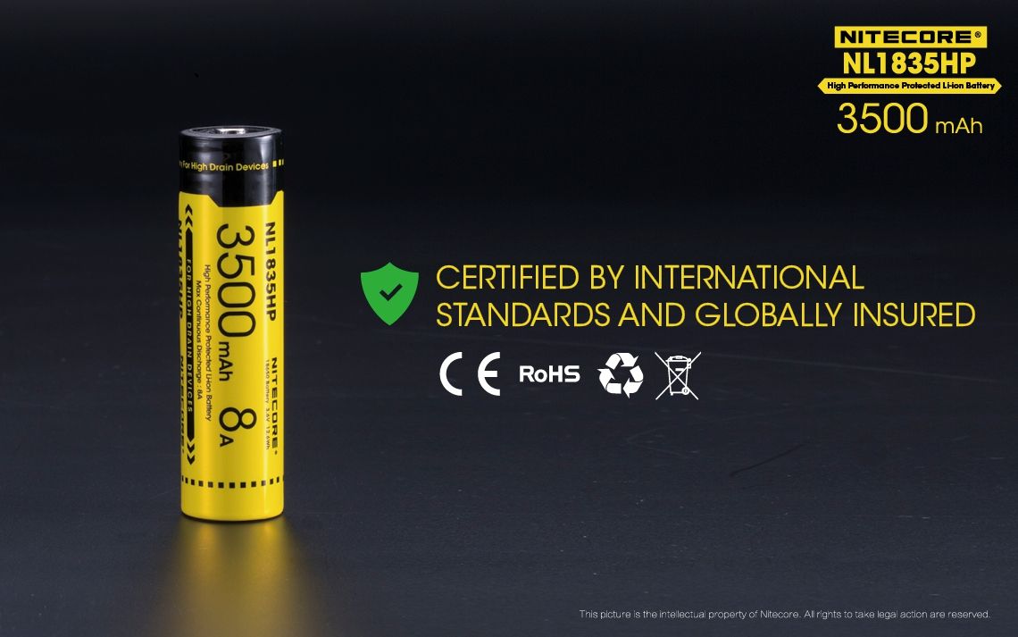 Nitecore NL1835HP 3500mAh genopladeligt 18650 batteri med høj ydeevne til lommelygter og teknologiske gadgets