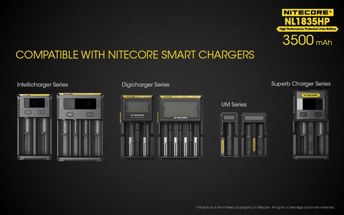 Nitecore NL1835HP 3500mAh genopladeligt 18650 batteri med høj ydeevne til lommelygter og teknologiske gadgets